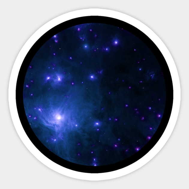 Blue nebula with stars Sticker by Alexmelas